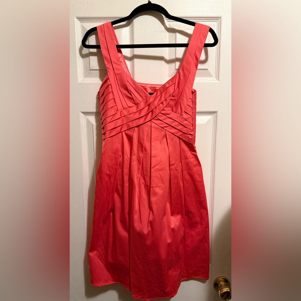 Spense Coral Pleated Mini Dress